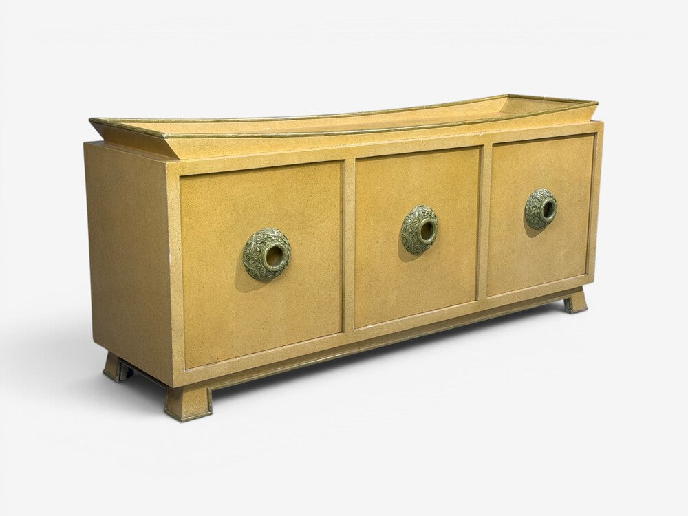 James Mont, Credenza, Yellow Painted Wood, USA, 1950s