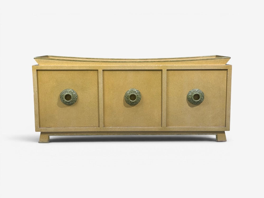 James Mont, Credenza, Yellow Painted Wood, USA, 1950s