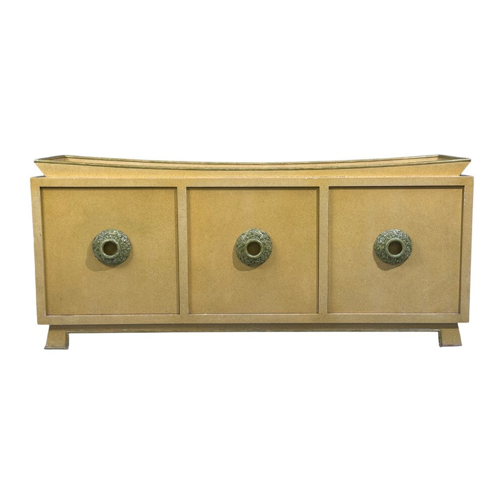 James Mont, Credenza, Yellow Painted Wood, USA, 1950s