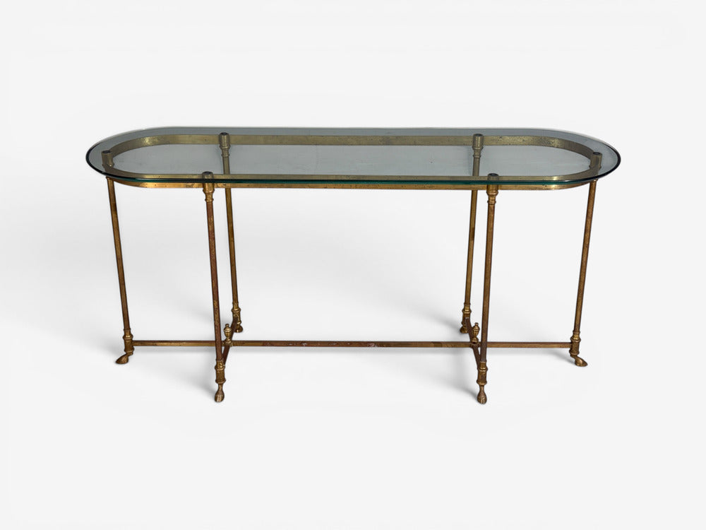 LaBarge, German Modern, Console Table, Brass, Glass, Germany, 1970s