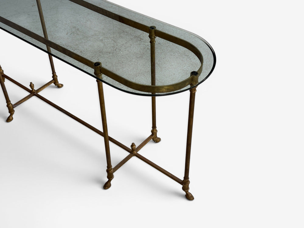 LaBarge, German Modern, Console Table, Brass, Glass, Germany, 1970s