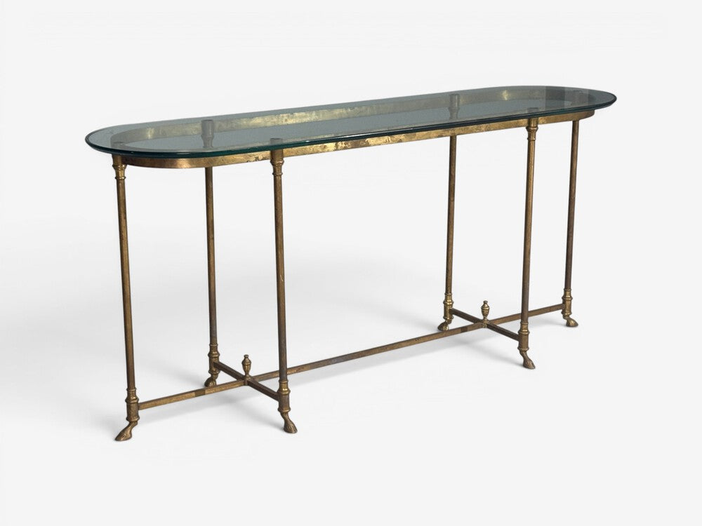 LaBarge, German Modern, Console Table, Brass, Glass, Germany, 1970s