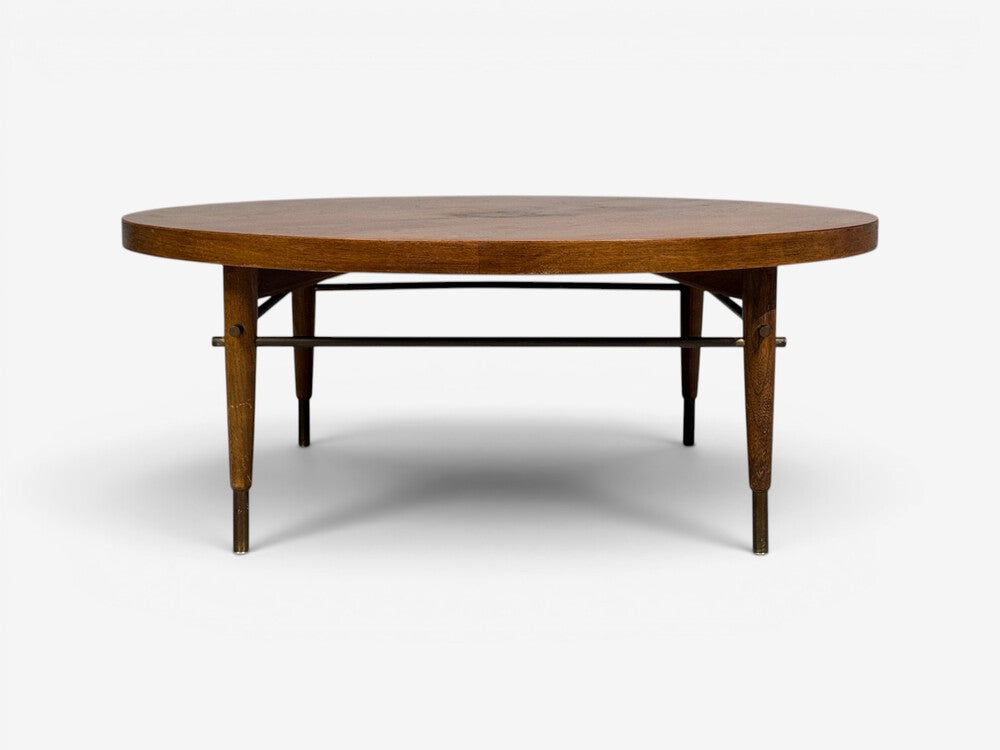 Paul McCobb attr., Coffee Table, Walnut, Brass, USA, 1950s