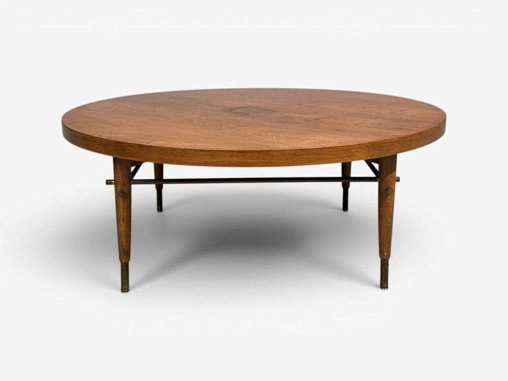 Paul McCobb attr., Coffee Table, Walnut, Brass, USA, 1950s