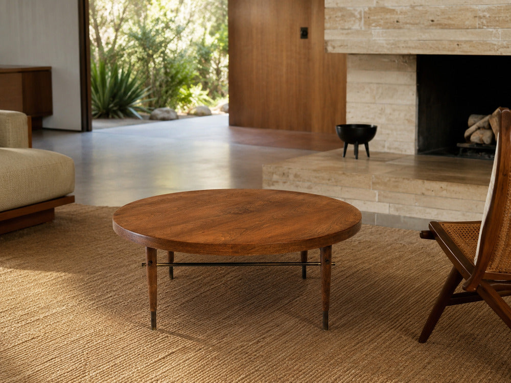 Paul McCobb attr., Coffee Table, Walnut, Brass, USA, 1950s