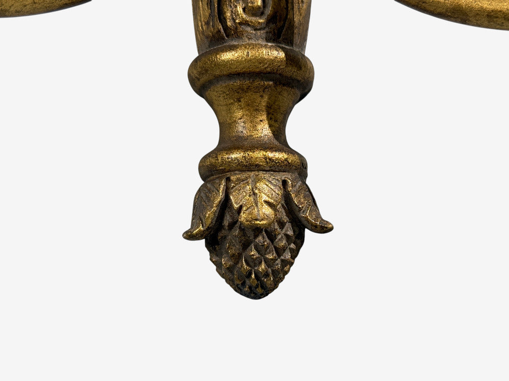 Neoclassical Style, Candelabra Wall Sconces, Giltwood, USA, 1940s