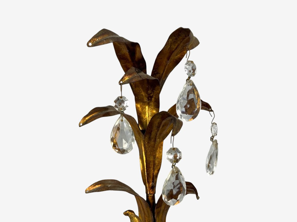 French Marie Therese Style, Cherub Wall Sconces, Gilt-Brass, Crystal, 1950s