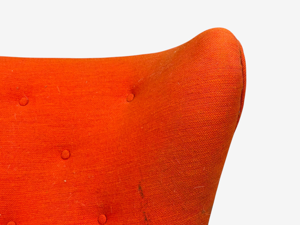 Elias Svendberg, Rare Easy Chair, Wood, Red Fabric, Sweden, 1940s