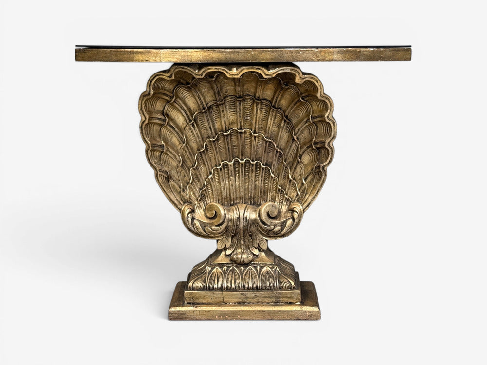 Grosfeld House attr., Hollywood Regency, Shell Console, Silver Leaf, USA, 1970s