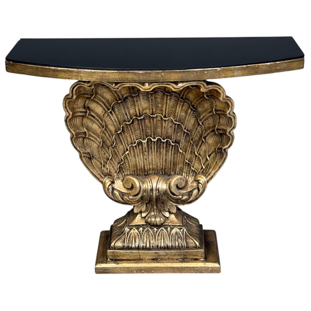 Grosfeld House attr., Hollywood Regency, Shell Console, Silver Leaf, USA, 1970s