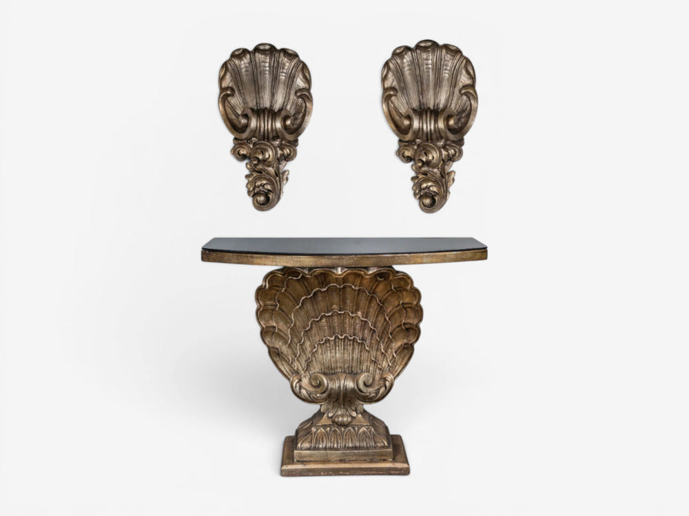 Grosfeld House attr., Large Shell Wall Sconces, Silver Leaf, USA, 1970s