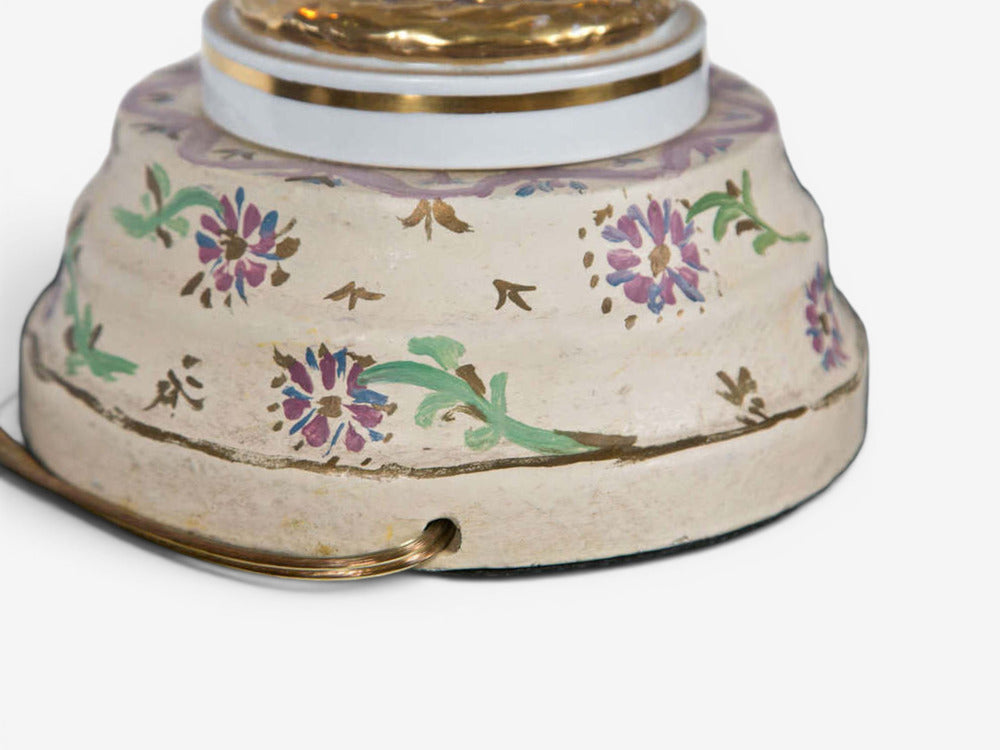 Regency Style, Urn Table Lamps, Porcelain, Painted Wood, France, 20th c.