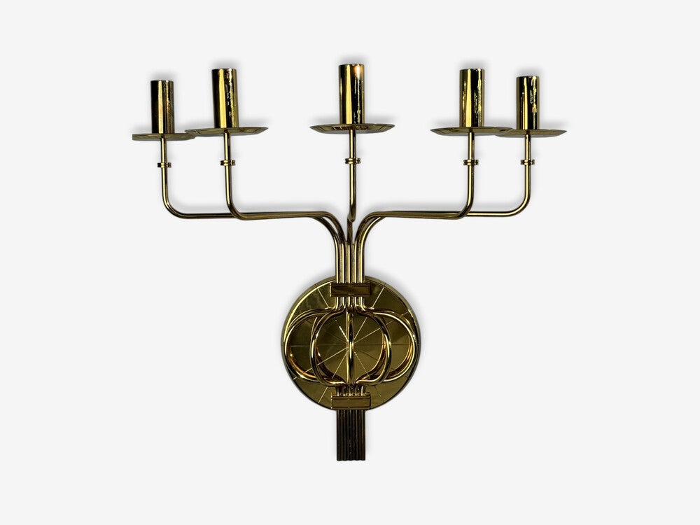Tommi Parzinger, Candleholder Sconces, Polished Brass, Metal, USA c. 1955