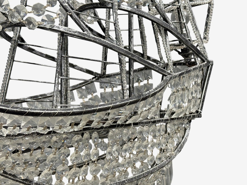Neoclassical Style, Large Sail Boat Chandelier, Iron, Crystal, 2000s