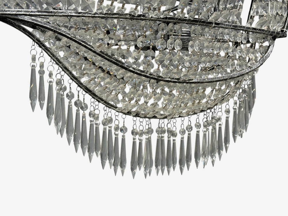 Neoclassical Style, Large Sail Boat Chandelier, Iron, Crystal, 2000s