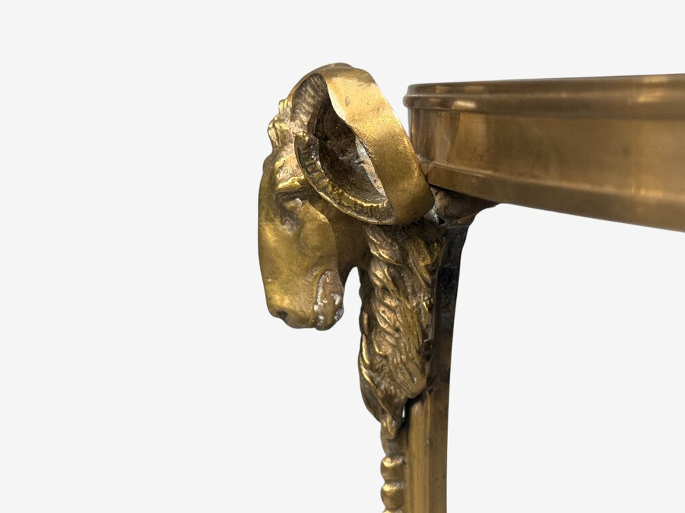 Louis XVI Style, Rams Head Gueridon, Bronze, Black Stone, France, 20th c.