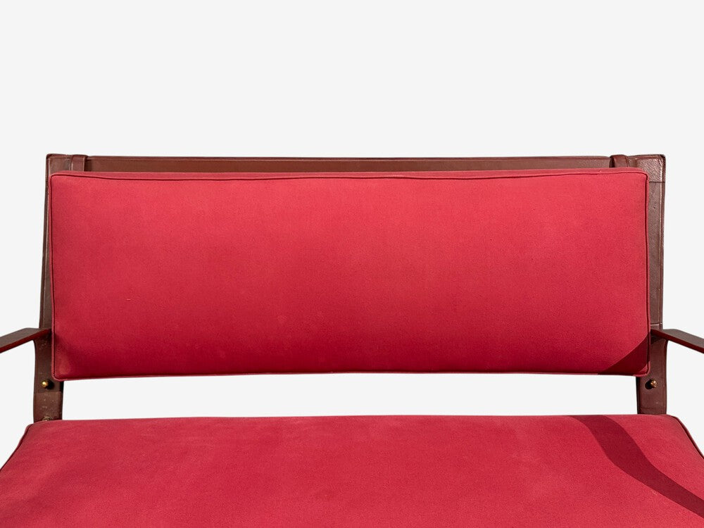 Jacques Adnet, Rare Settee, Leather, Steel, France, 1950s
