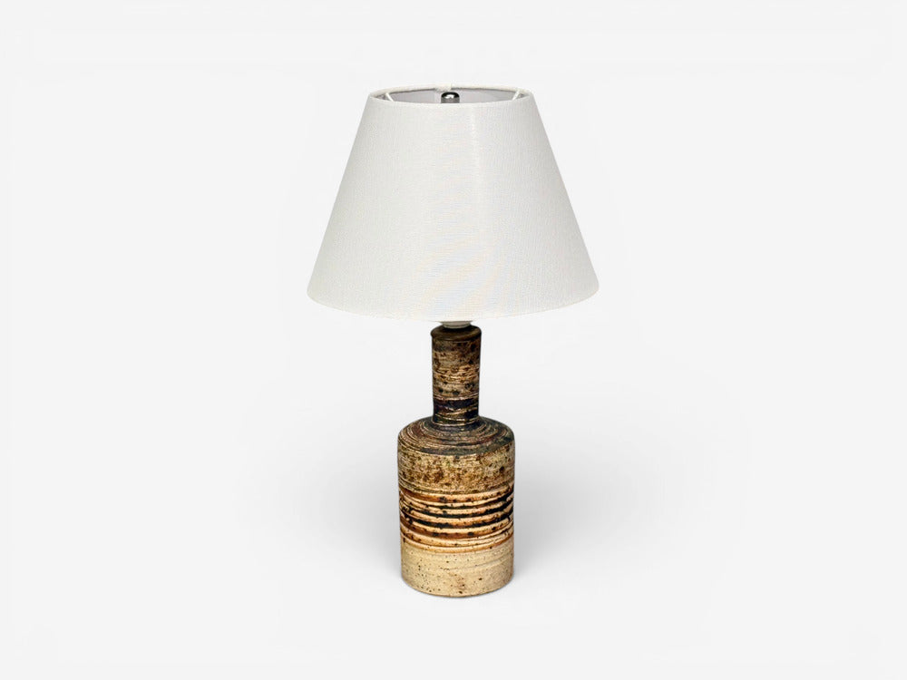 Tue Poulsen, Table Lamp, Beige Stoneware, Denmark, 1950s