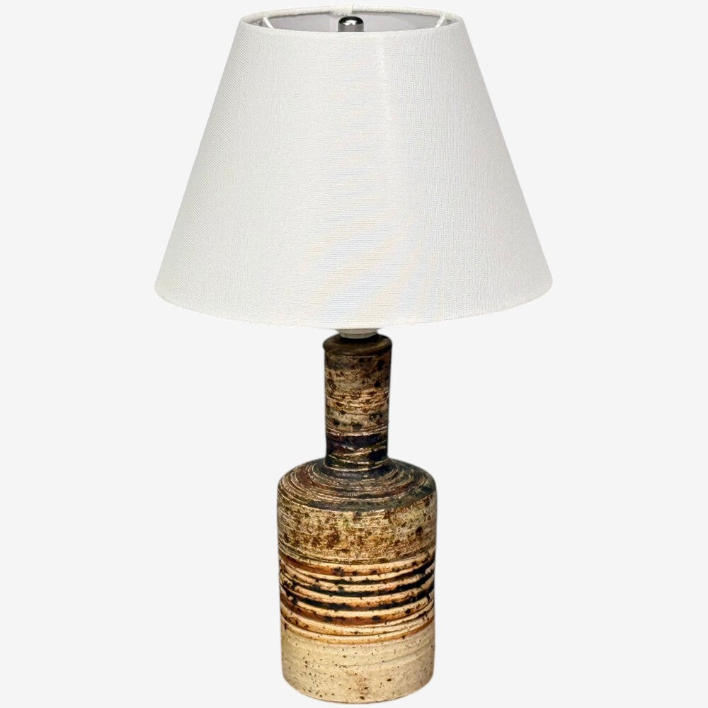 Tue Poulsen, Table Lamp, Beige Stoneware, Denmark, 1950s