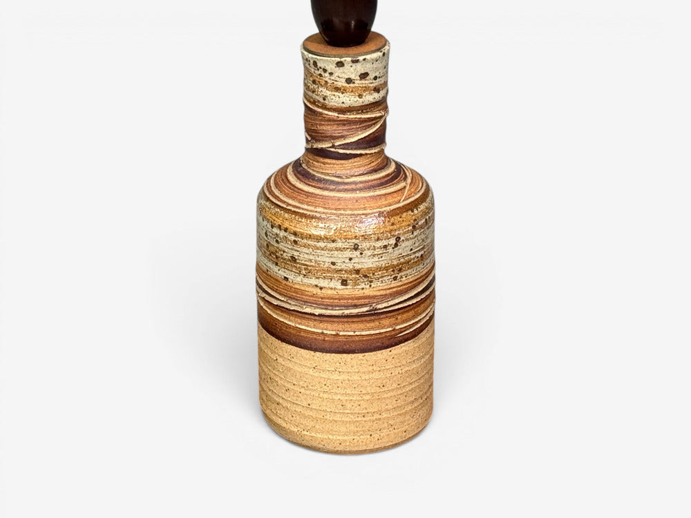 Tue Poulsen, Table Lamp, Beige Stoneware, Denmark, 1950s