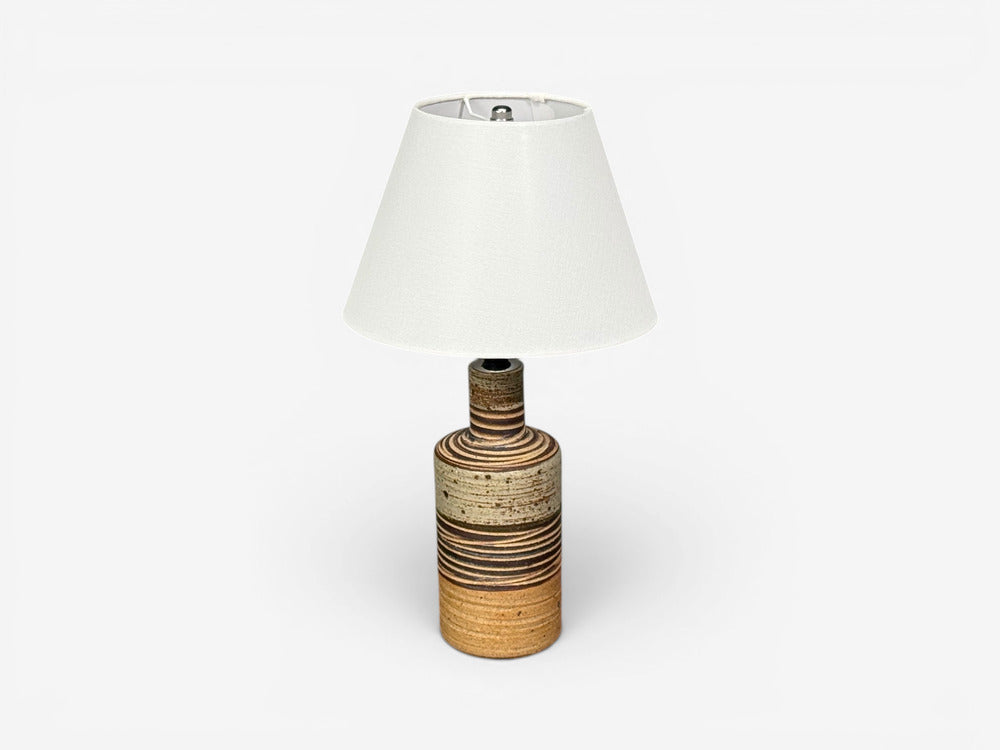 Tue Poulsen, Table Lamp, Beige Stoneware, Denmark, 1950s