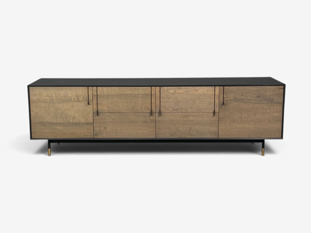 BDDW, Modern 'Lake' Credenza or Sideboard, Ebonized Wood, Tiger Maple, USA, 2015