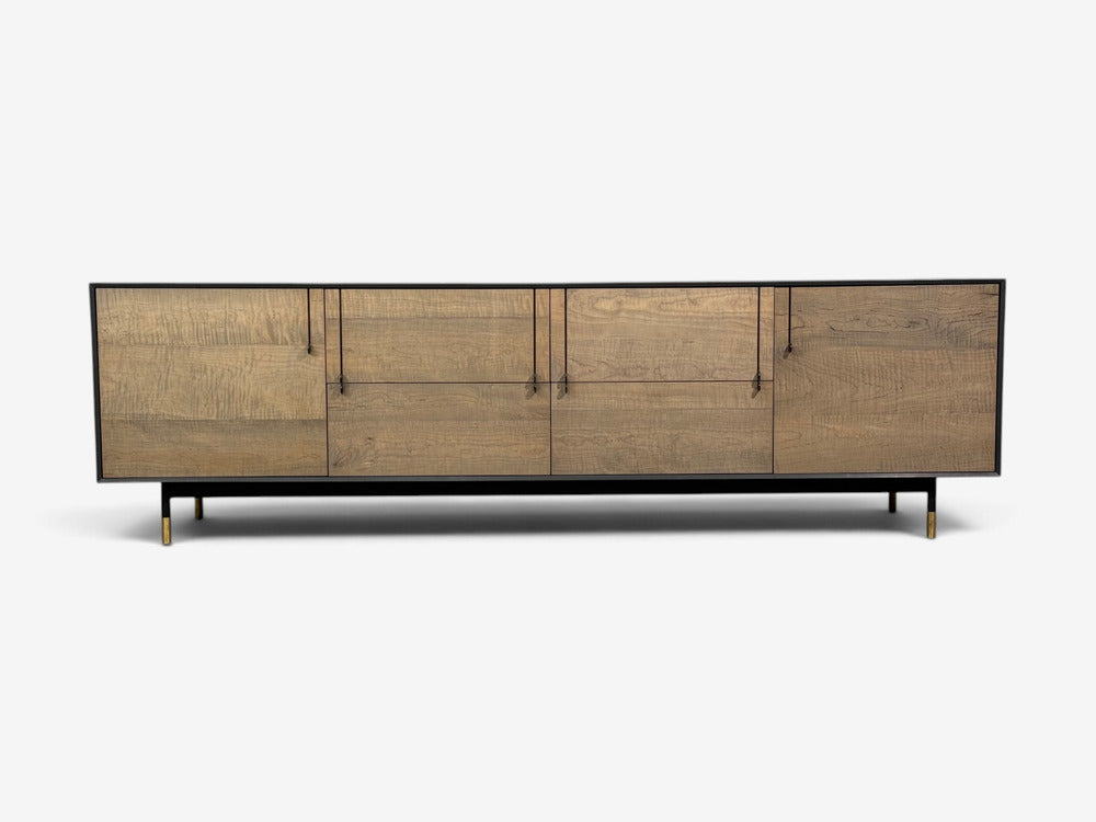 BDDW, Modern 'Lake' Credenza or Sideboard, Ebonized Wood, Tiger Maple, USA, 2015