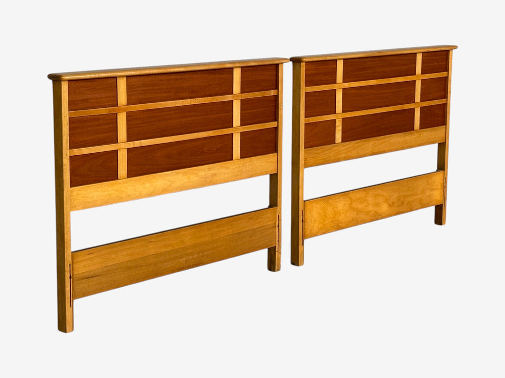 Paul Frankl, Rare Twin Headboards, Mahogany, Rock Maple, USA, 1950s