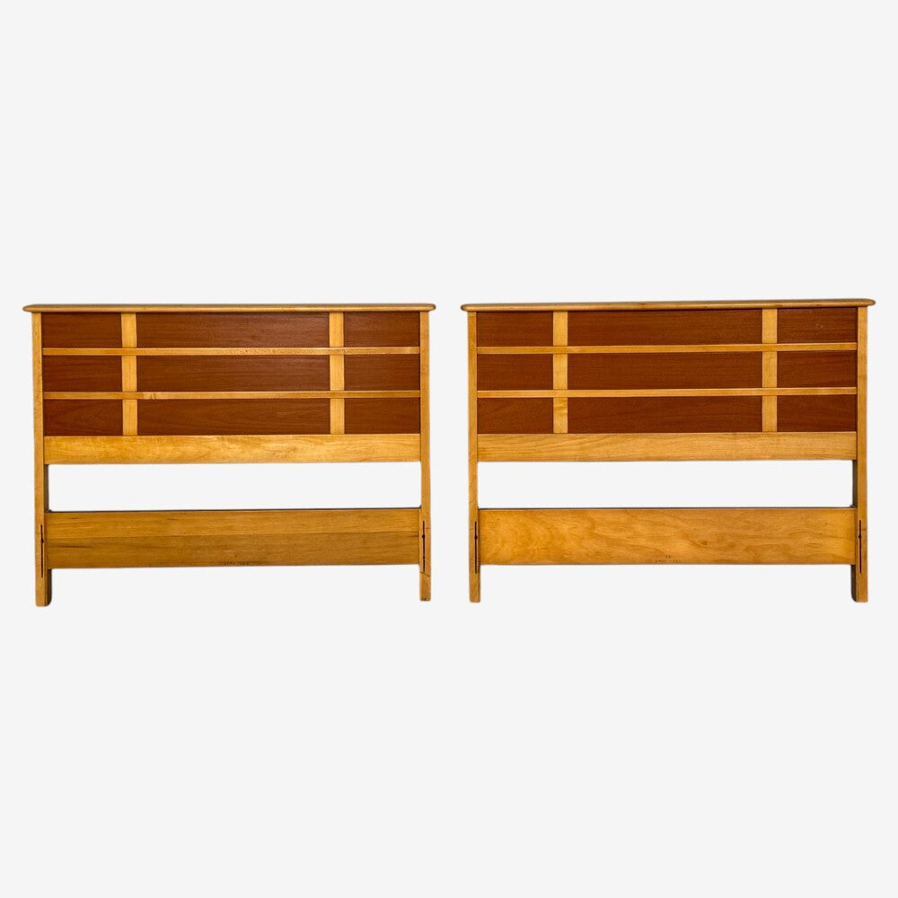 Paul Frankl, Rare Twin Headboards, Mahogany, Rock Maple, USA, 1950s