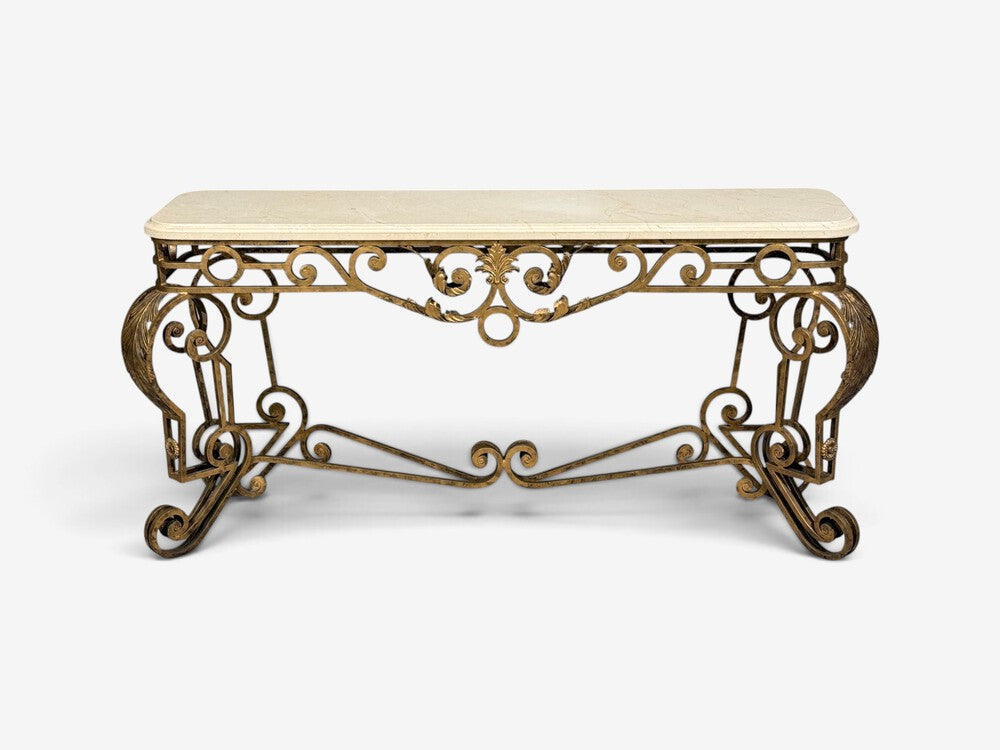 Maitland Smith, Console Table, Gilt Metal, Marble, Philippines, 1980s