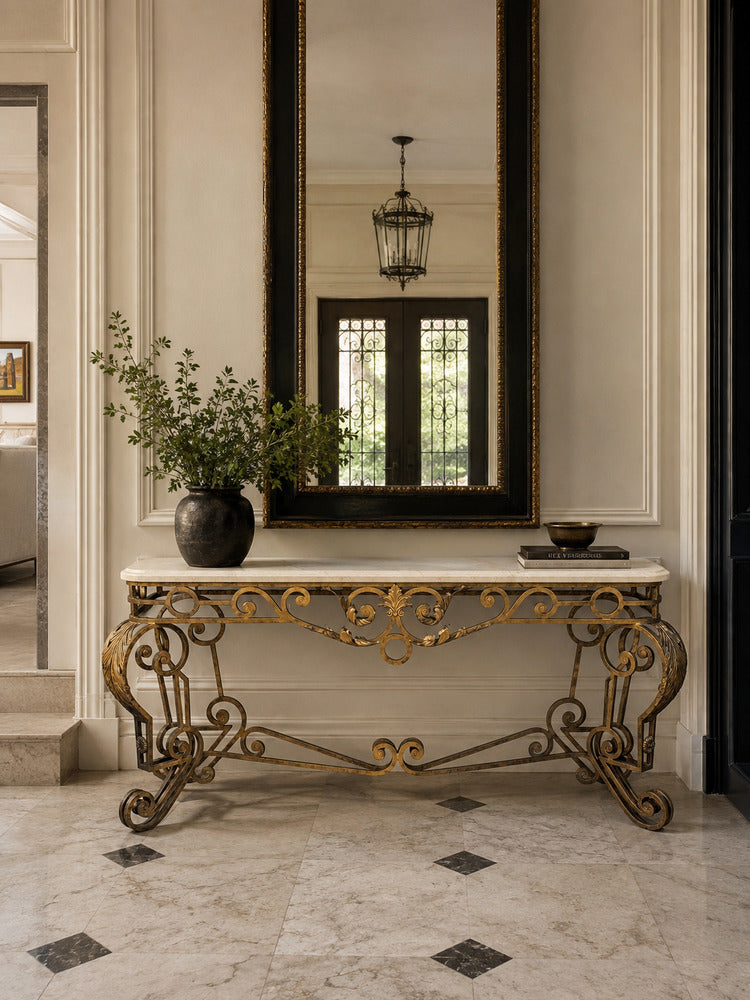 Maitland Smith, Console Table, Gilt Metal, Marble, Philippines, 1980s