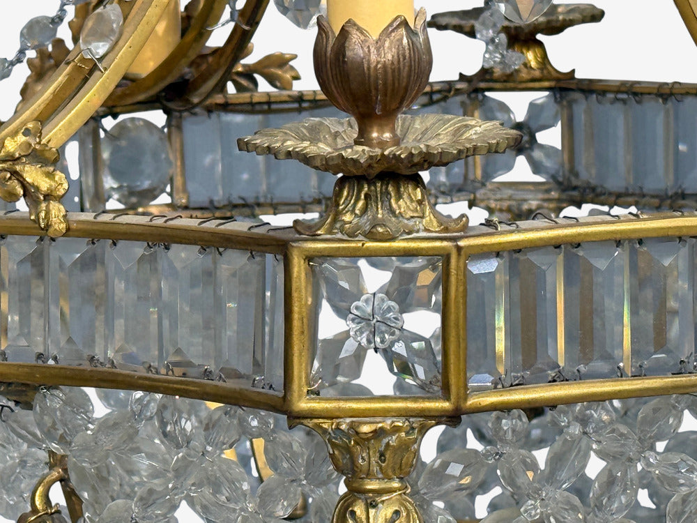 Louis XVI Style, Chandelier, Dore Bronze, Crystal, France, 19th c.