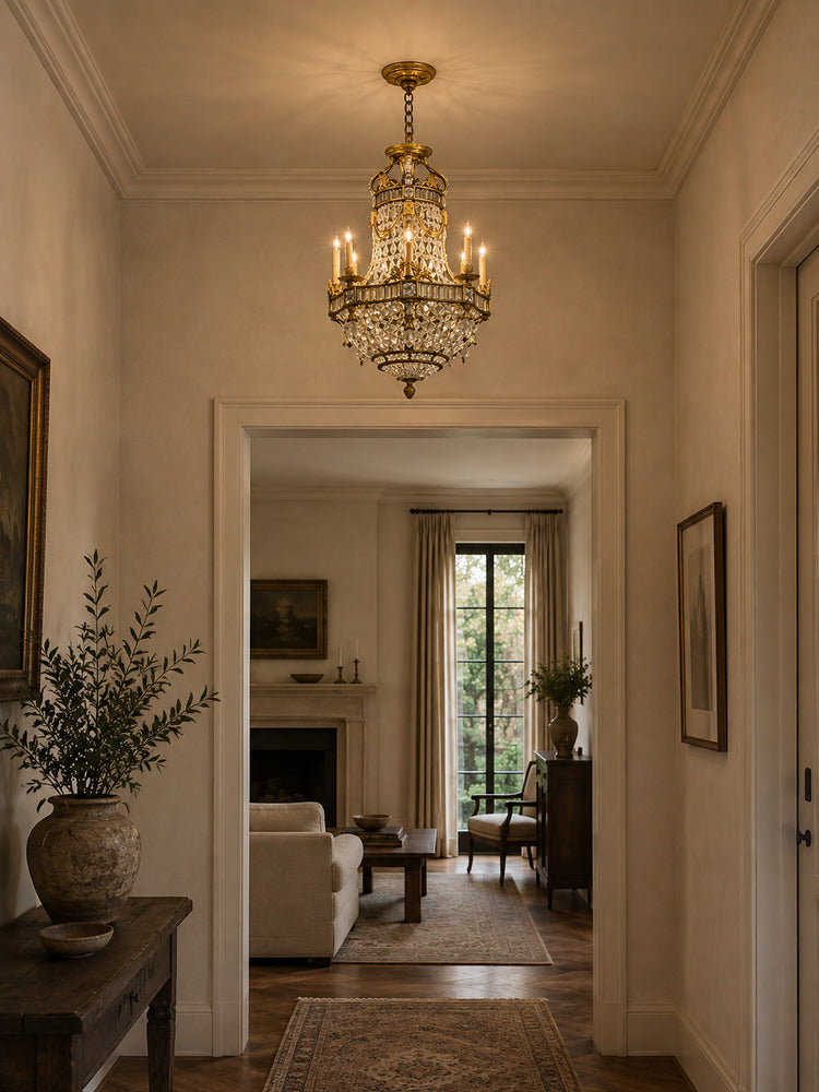 Louis XVI Style, Chandelier, Dore Bronze, Crystal, France, 19th c.