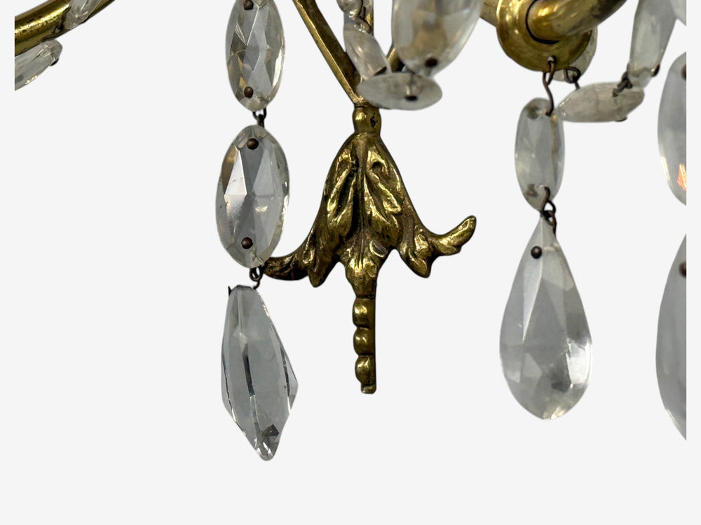 Neoclassical Style, Wall Sconces, Bronze, Crystal, France, 1950s