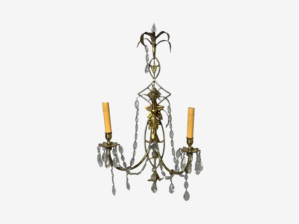 Neoclassical Style, Wall Sconces, Bronze, Crystal, France, 1950s