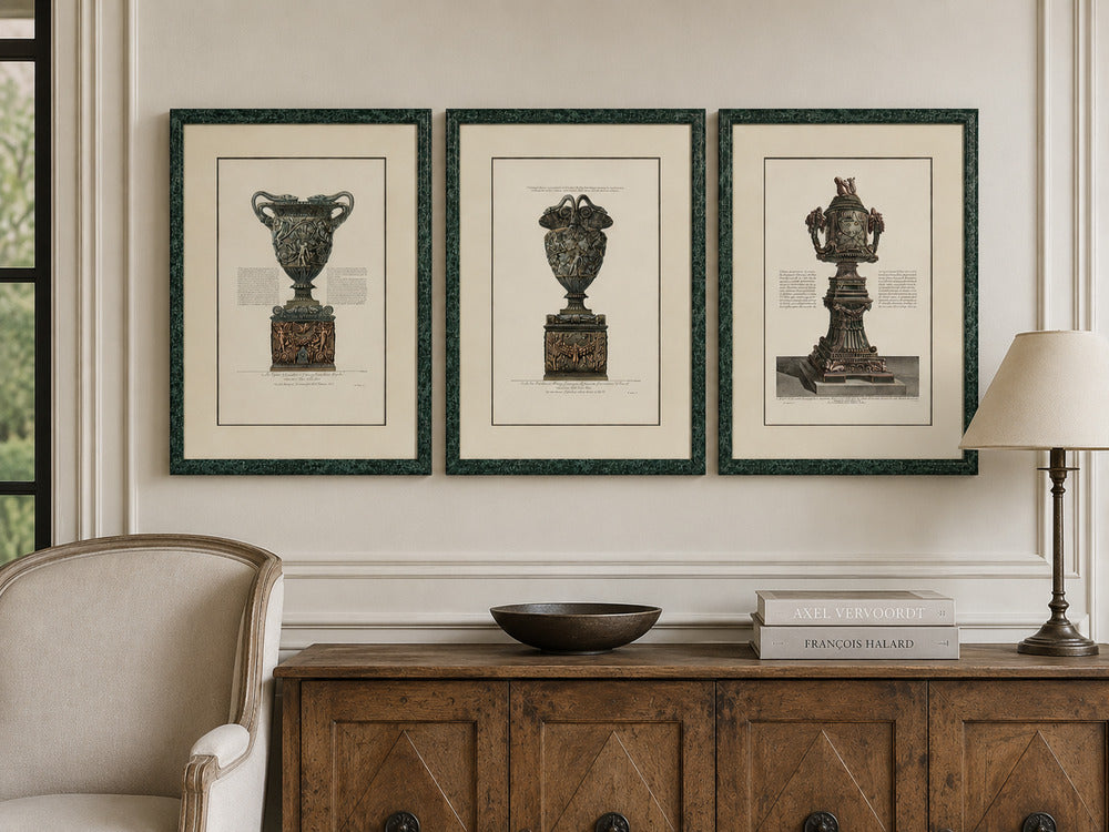 Giovanni Battista Piranesi Style, Framed Antique Vase Engravings, 1970s