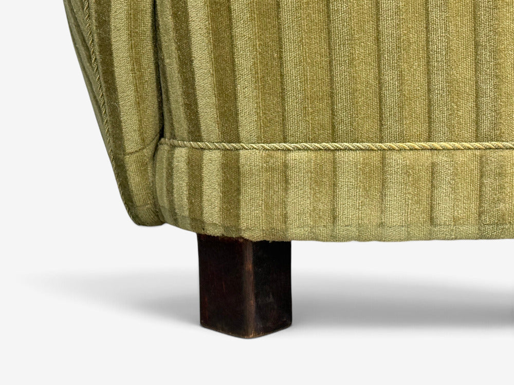 Danish Cabinetmaker, Banana Lounge Chairs, Beech, Velour, Denmark, 1940s