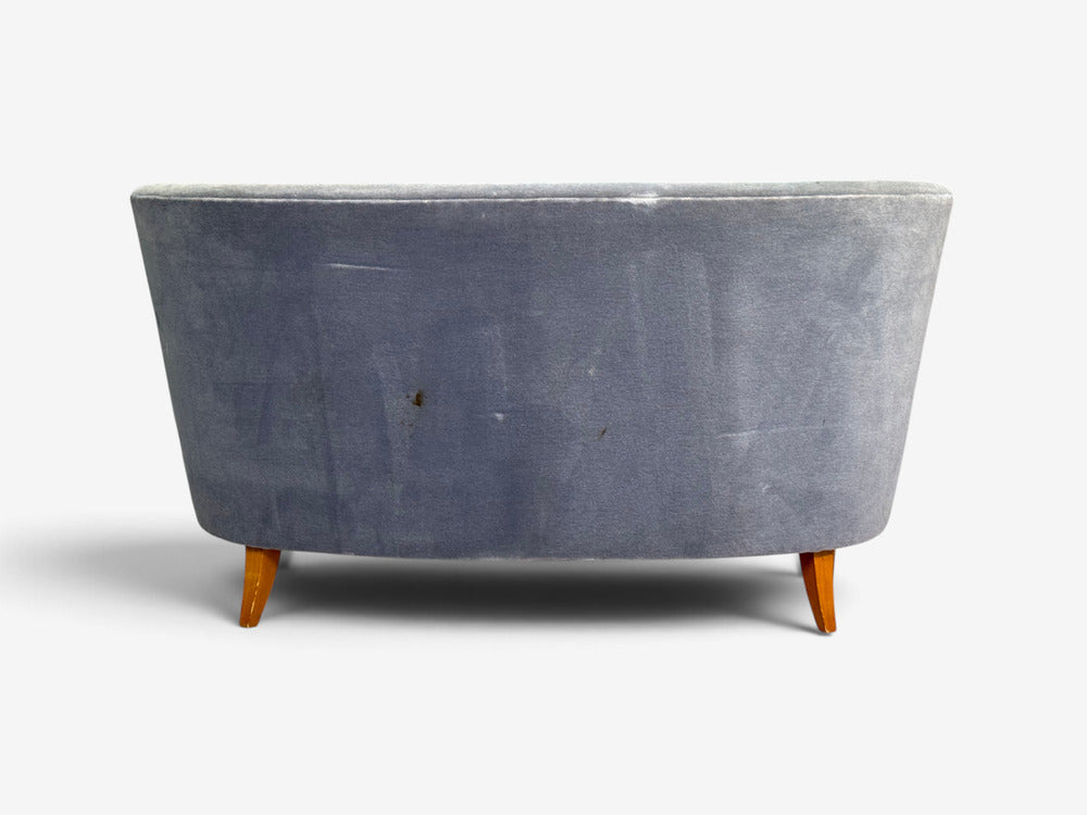 Carl-Johan Boman, Finnish Modern, Settee, Velvet, Wood, Finland, 1950s
