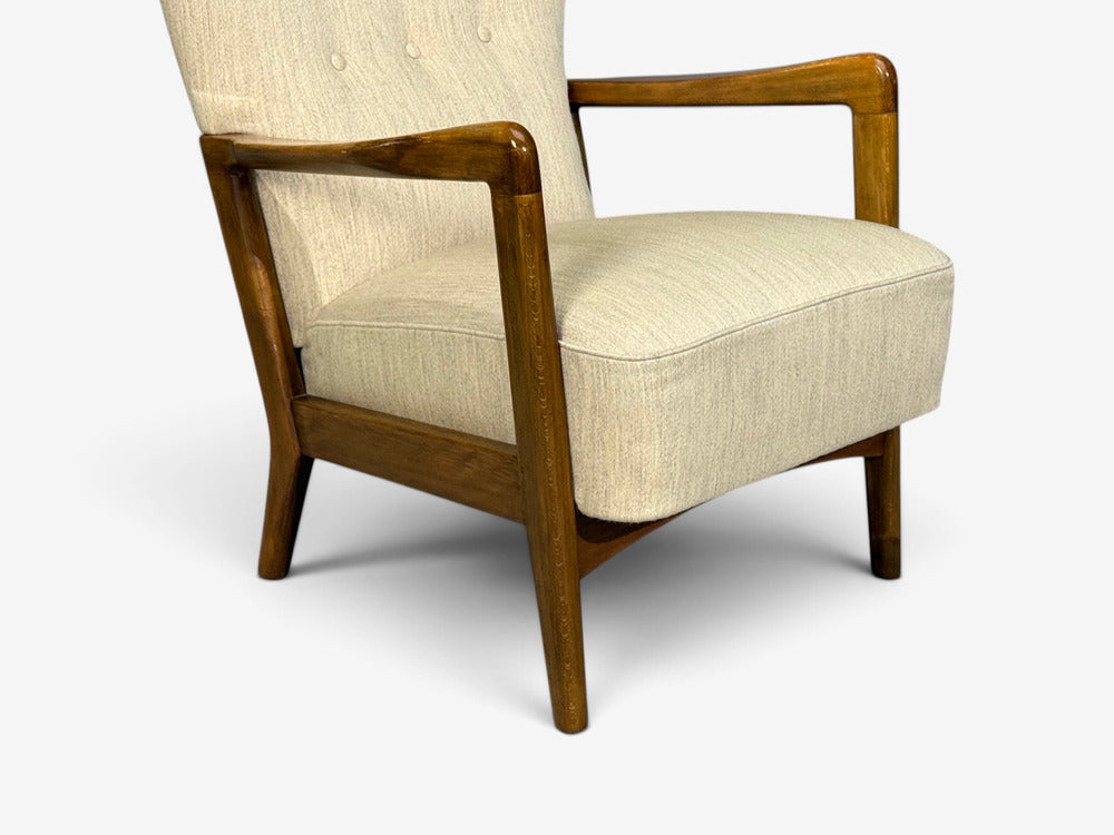 Søren Hansen, Lounge Chairs, Wool, Beech, Denmark, 1940s