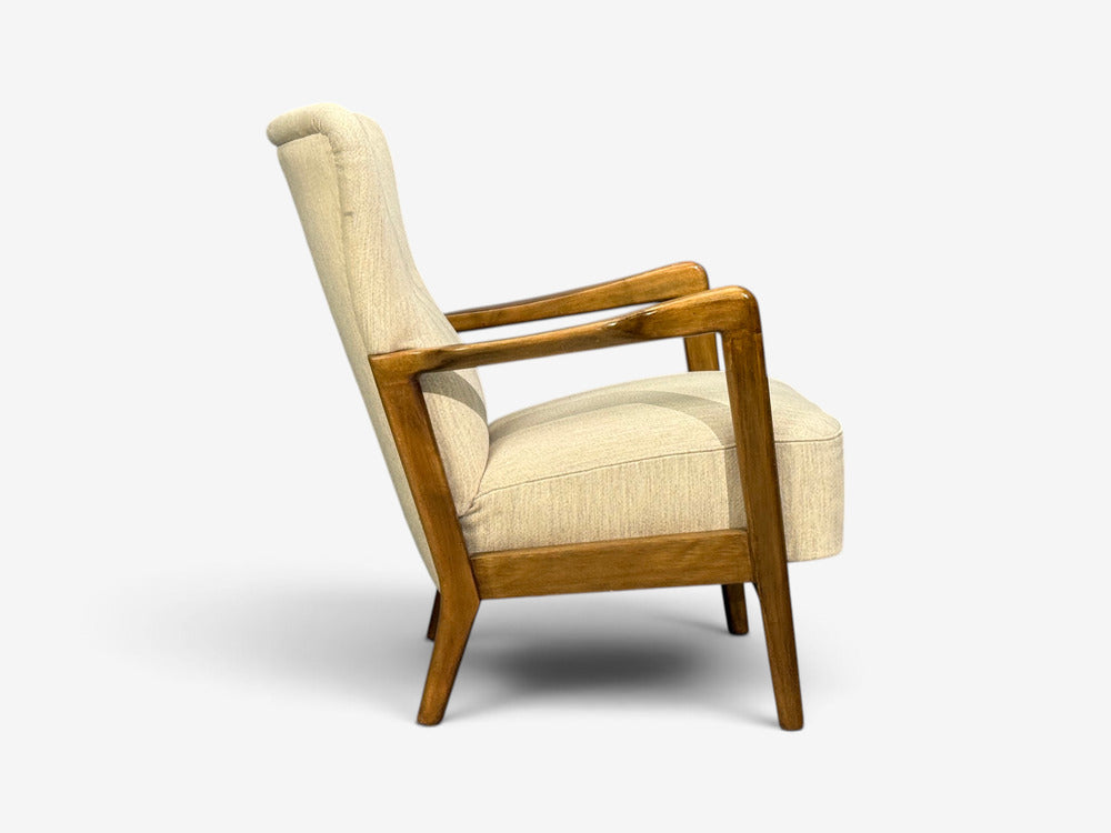 Søren Hansen, Lounge Chairs, Wool, Beech, Denmark, 1940s