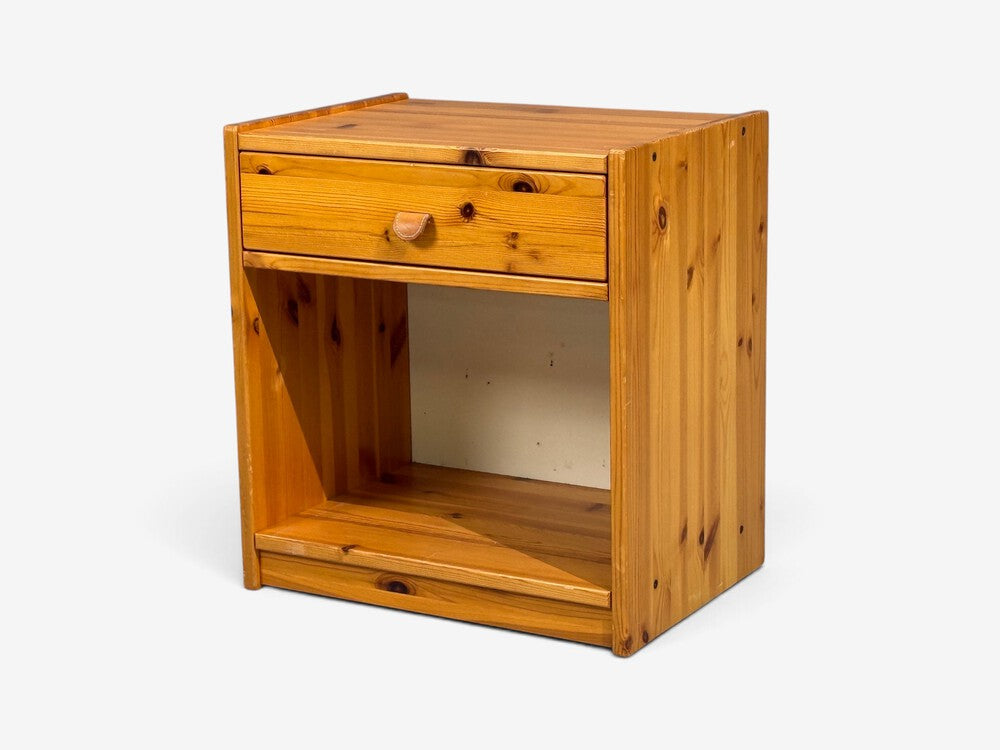 Swedish Modern, Nightstands, Pine, Leather, Sweden, 1970s