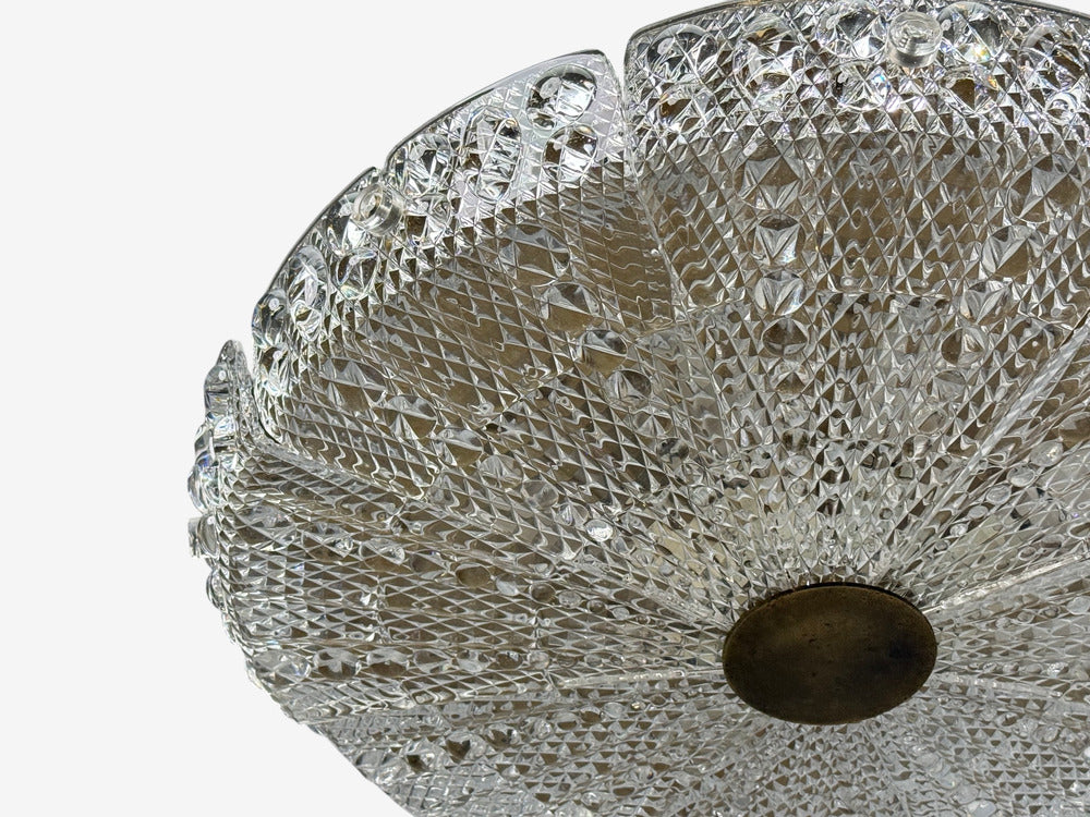 Carl Fagerlund, Pendant Light, Textured Glass, Brass, Sweden, 1960s