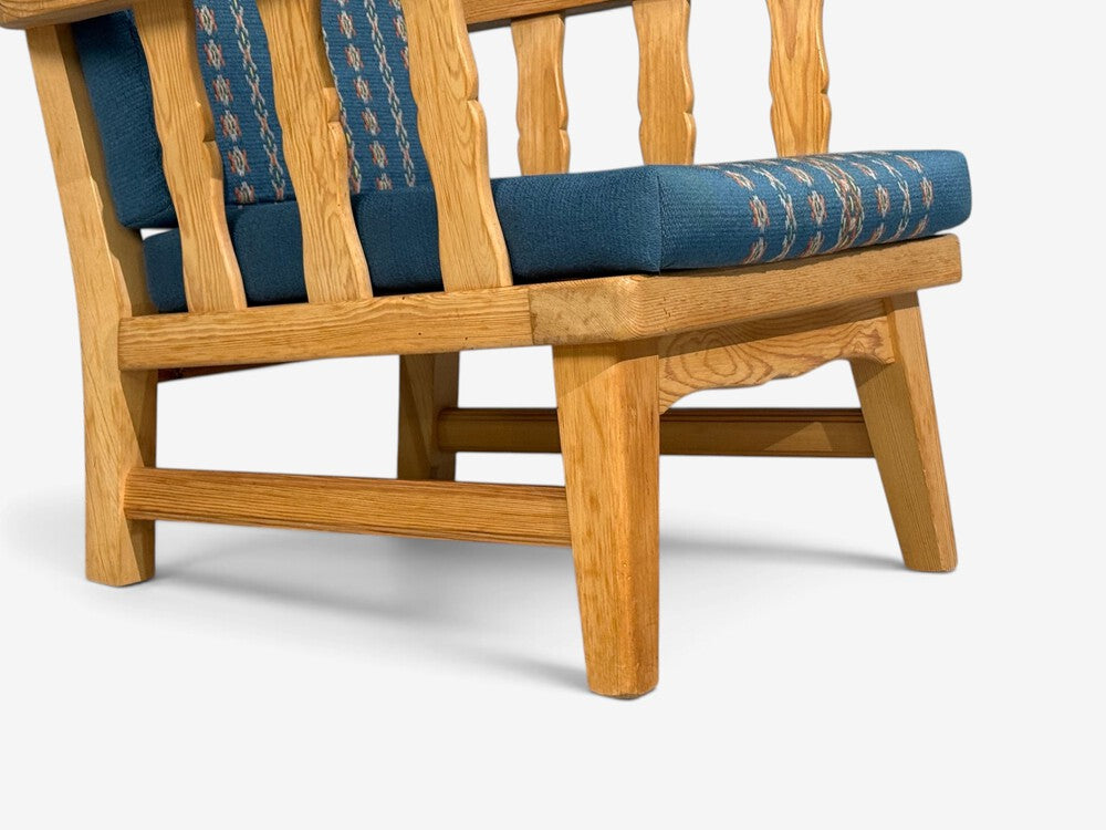 Krogenes Møbler, Lounge Chairs, Pine, Blue Fabric, Norway, 1970s