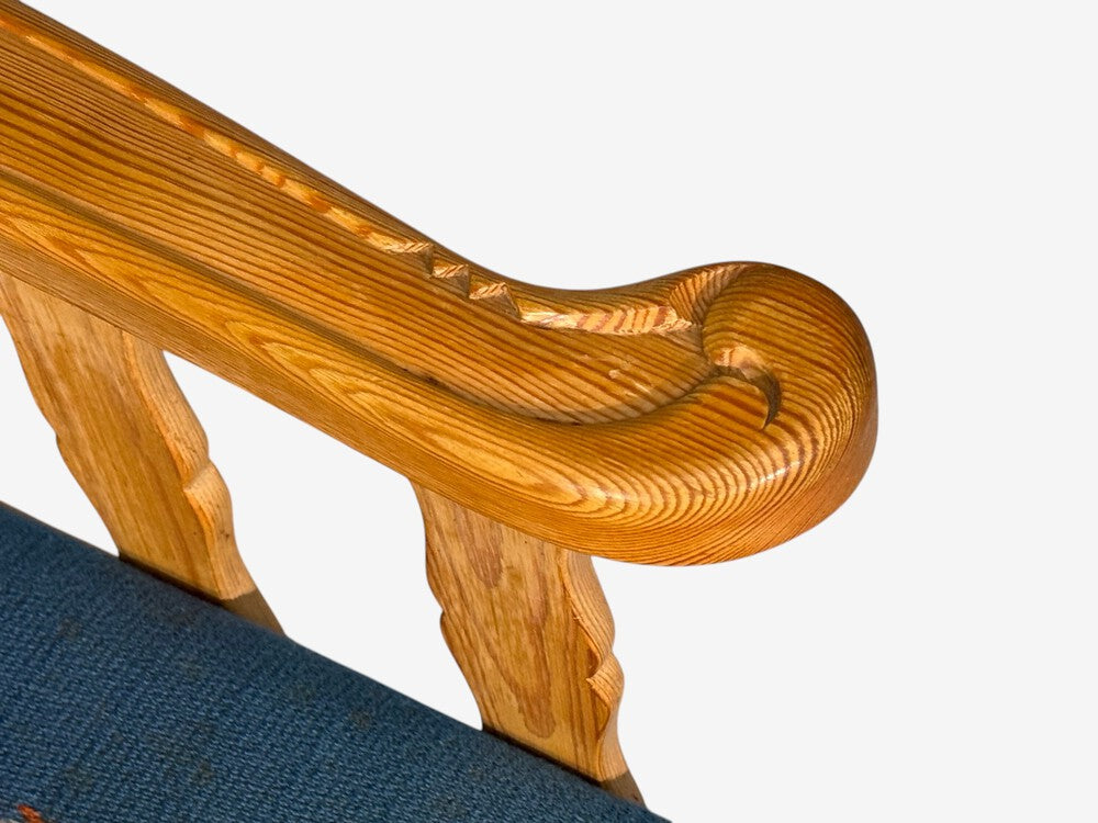 Krogenes Møbler, Lounge Chairs, Pine, Blue Fabric, Norway, 1970s