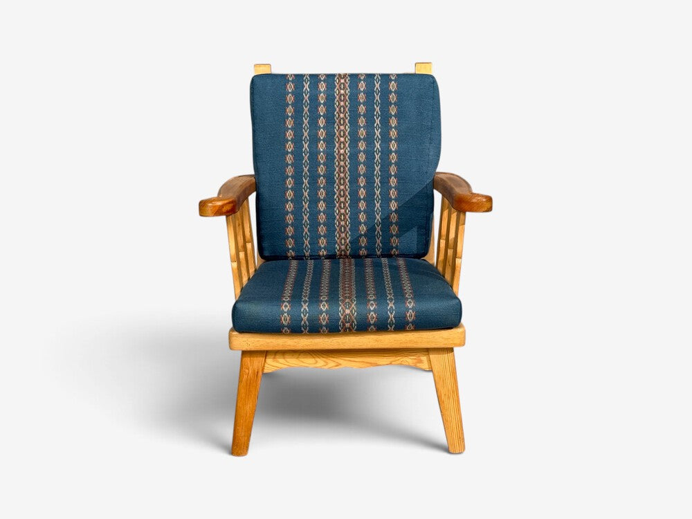 Krogenes Møbler, Lounge Chairs, Pine, Blue Fabric, Norway, 1970s