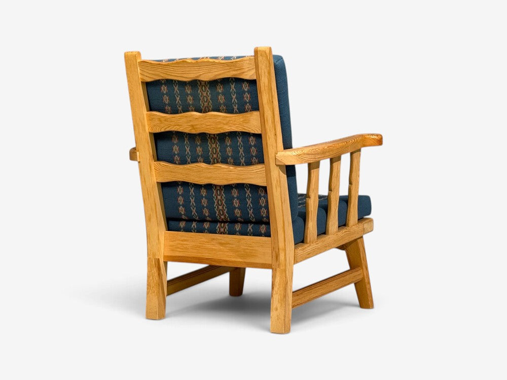 Krogenes Møbler, Lounge Chairs, Pine, Blue Fabric, Norway, 1970s