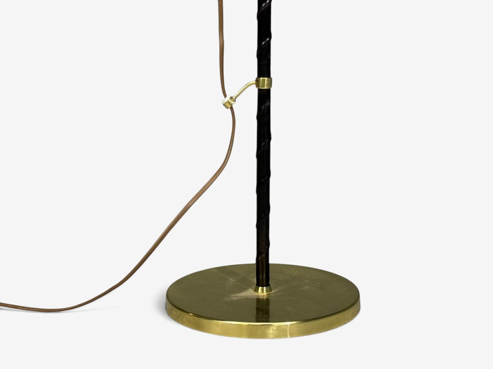 Möllers Armatur Eskilstuna, Floor Lamp, Leather, Brass, Sweden, 1950s