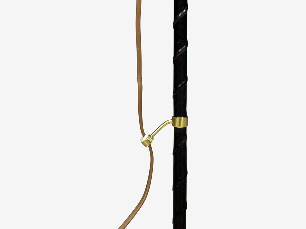 Möllers Armatur Eskilstuna, Floor Lamp, Leather, Brass, Sweden, 1950s