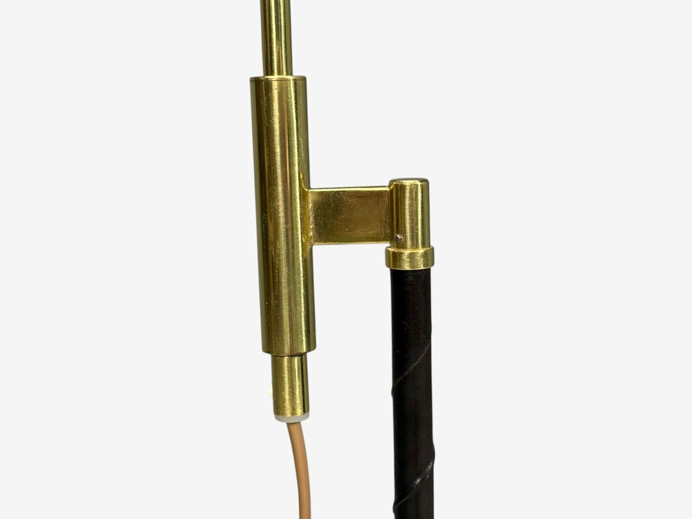 Möllers Armatur Eskilstuna, Floor Lamp, Leather, Brass, Sweden, 1950s