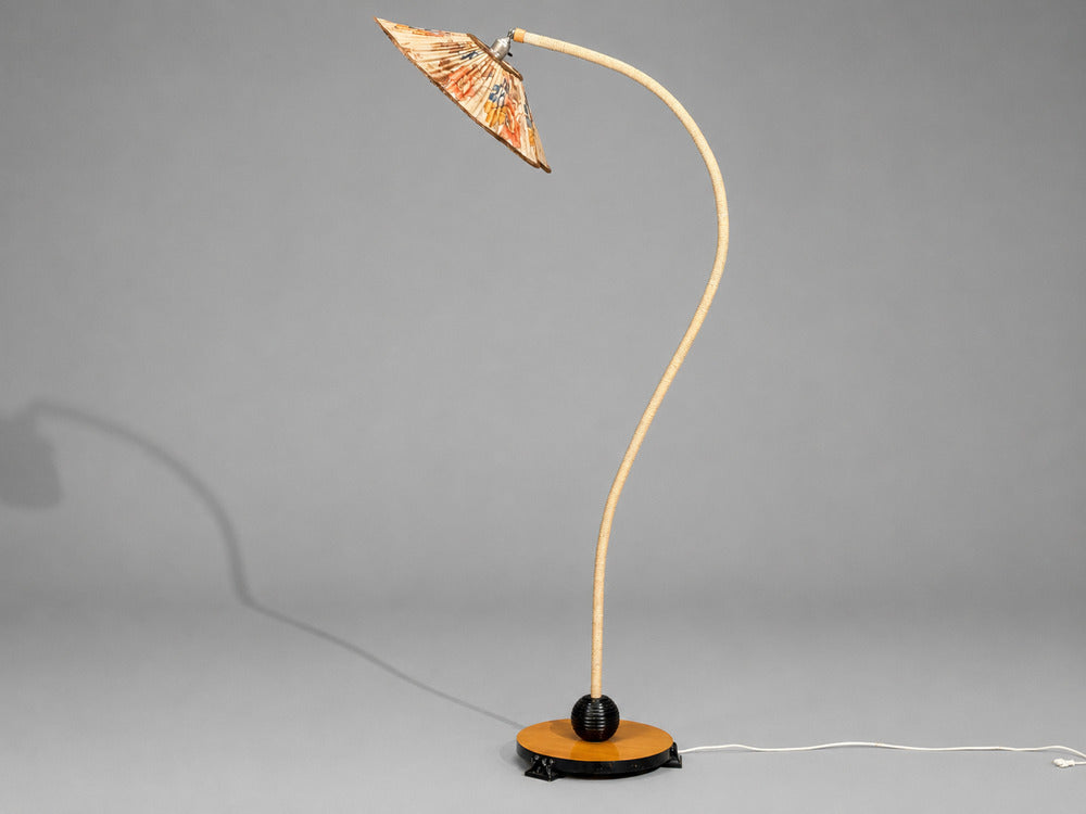 Swedish Modern, Organic Floor Lamp, Cord, Wood, Sweden, 1930s